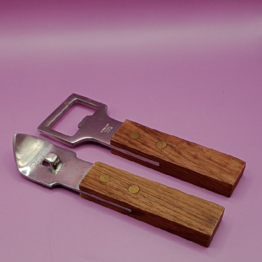 Vintage 🌟 Japan Rustic Brown and Silver Kitchen Bottle Opener Set